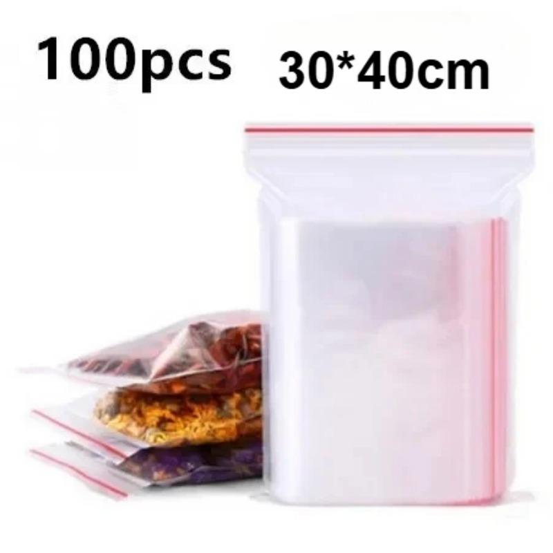 80 Microns 500-100PCS/bag, High Transparent PE Zipper Bag Reusable Plastic Self Sealing Bag Sugar Candy Dry Gift Storage Bag
