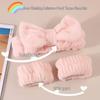 Coral Fleece Face Wash Set: Absorbent Hair Tie, Wristband, and Moisture-Proof Skincare Tool.
