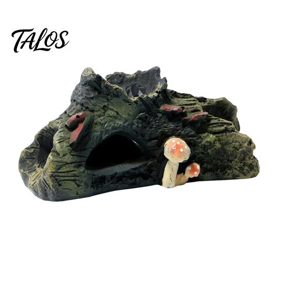 Aquarium Decoration Decaying Trunk Hideout, Betta Fish Shelter with Multiple Holes And Shrimp Habitat Caves, Resin Decorative Log Hide Cave