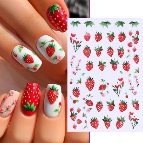 Frucht-Nagelkunst-Aufkleber Selbstklebend Zitrone Erdbeere Blaubeere Maniküre-Dekor Aufkleber Einfach anzuwenden Zuhause Salon DIY Nagelzubehör