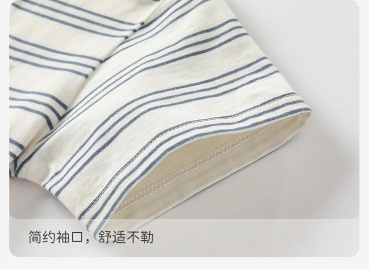 David Bella Children's Short-sleeved T-shirt Summer Dress Boys' Stylish Breathable Casual Cotton Striped Top