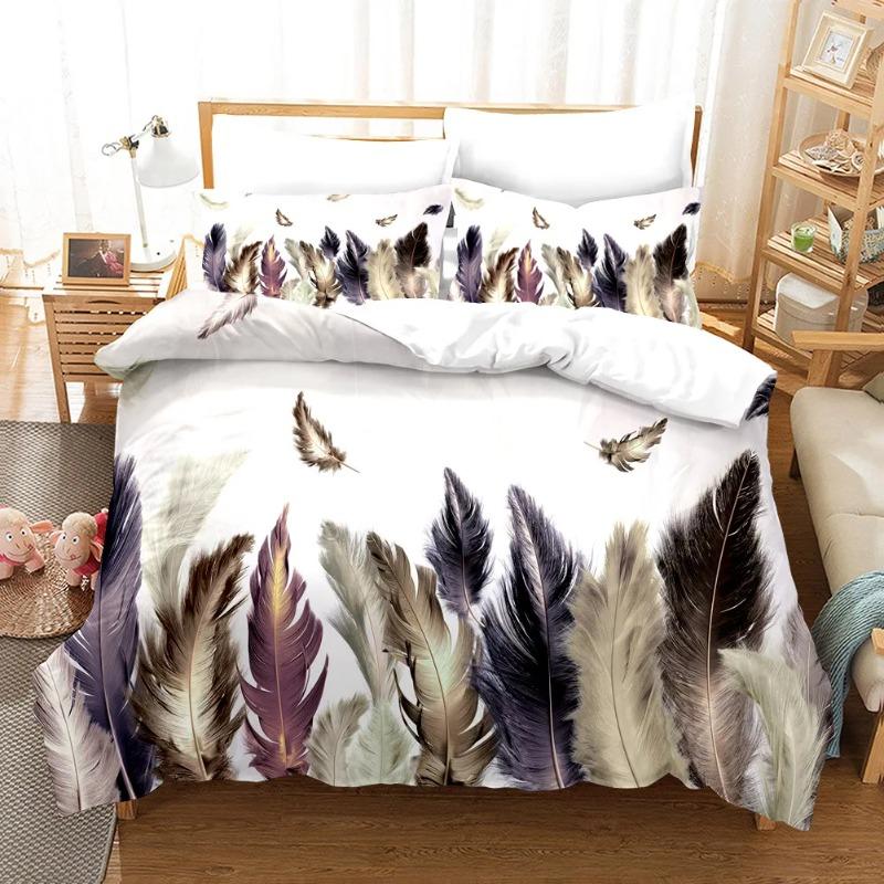 New Feather  Duvet Cover Sets For Adults Western Bedding Set Luxury Egyptian Cotton Housse De Couette Bedclothes 2/3pcs