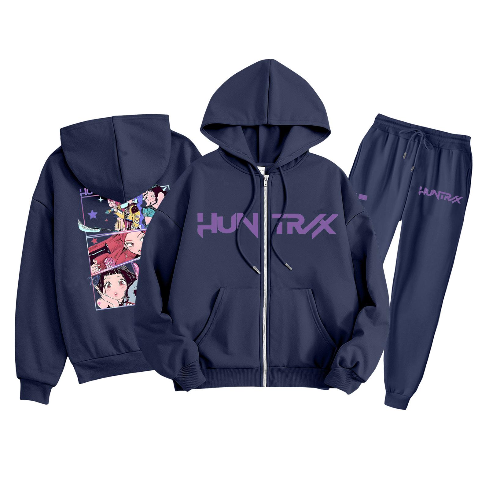 

Children s Fashion Long Sleeve Zipper Hooded Sweatshirt Sweatpants Print Pocket Sweatshirt Set 150