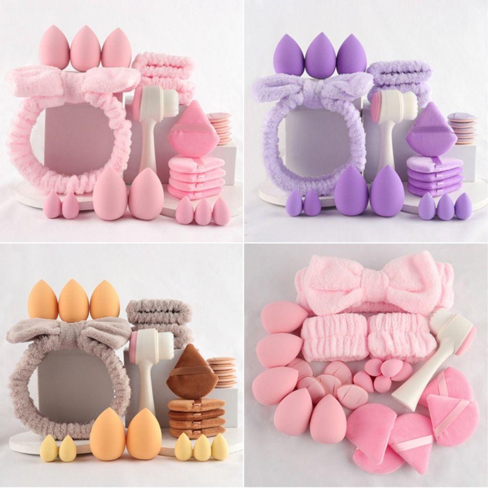 24 Stück/Set Mädchen Schönheitswerkzeug Veganes Make-up-Set Rutschfestes Haarband Gesichtsreinigung Stirnband Gesichtswaschen