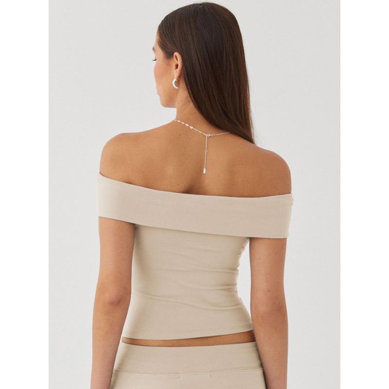 YYFS Women's Fashion Casual Summer Spring Solid Color Print Short Sleeve One Shoulder Blouses & Shirts