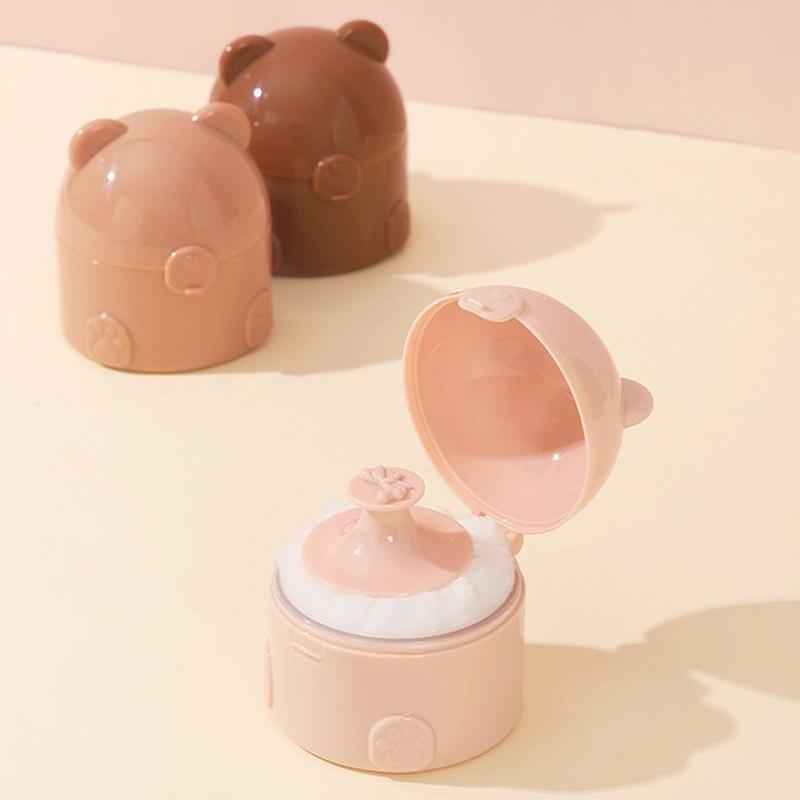 Bear Shape Empty Box Baby Powder Sub-Bottling Storage Box Empty Container Multifunctional Empty Powder Puff Boxes For Child