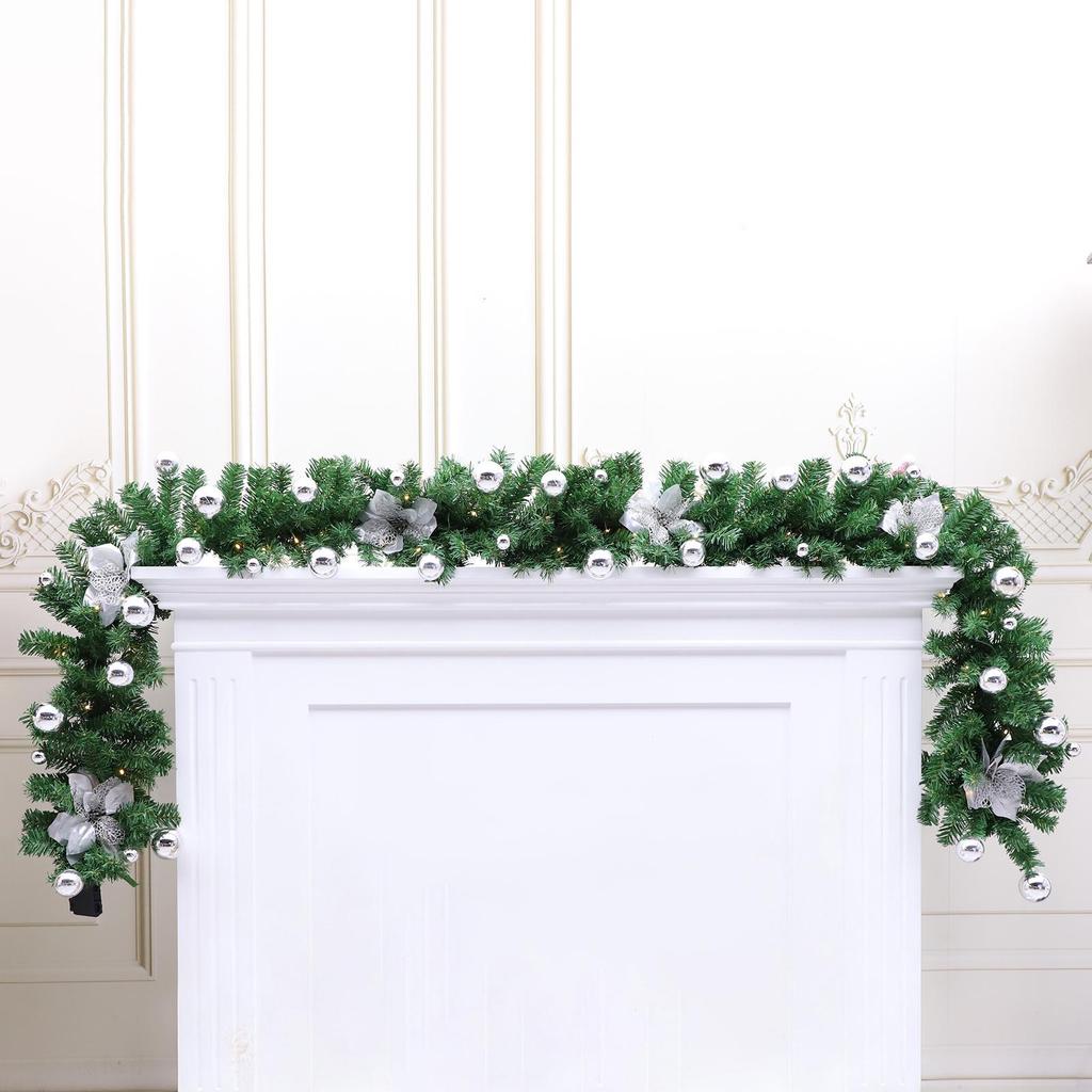 2.7m PVC Lighted Christmas Garland for Windows & Displays