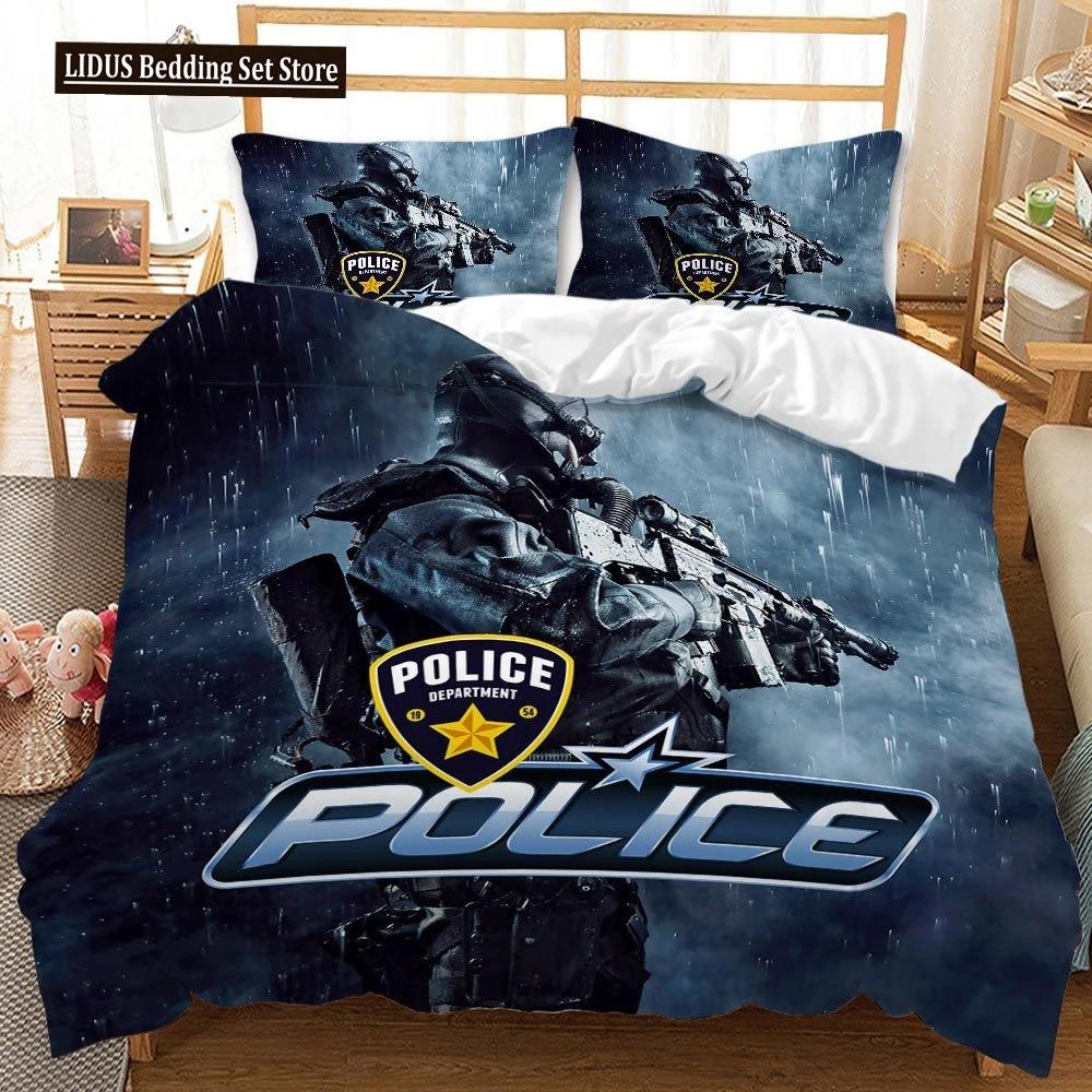 Special Police Print Duvet Cover American Soldier For Teen Adults Camouflage SWAT Theme Bedroom Decoration Polyester Quilt Cover