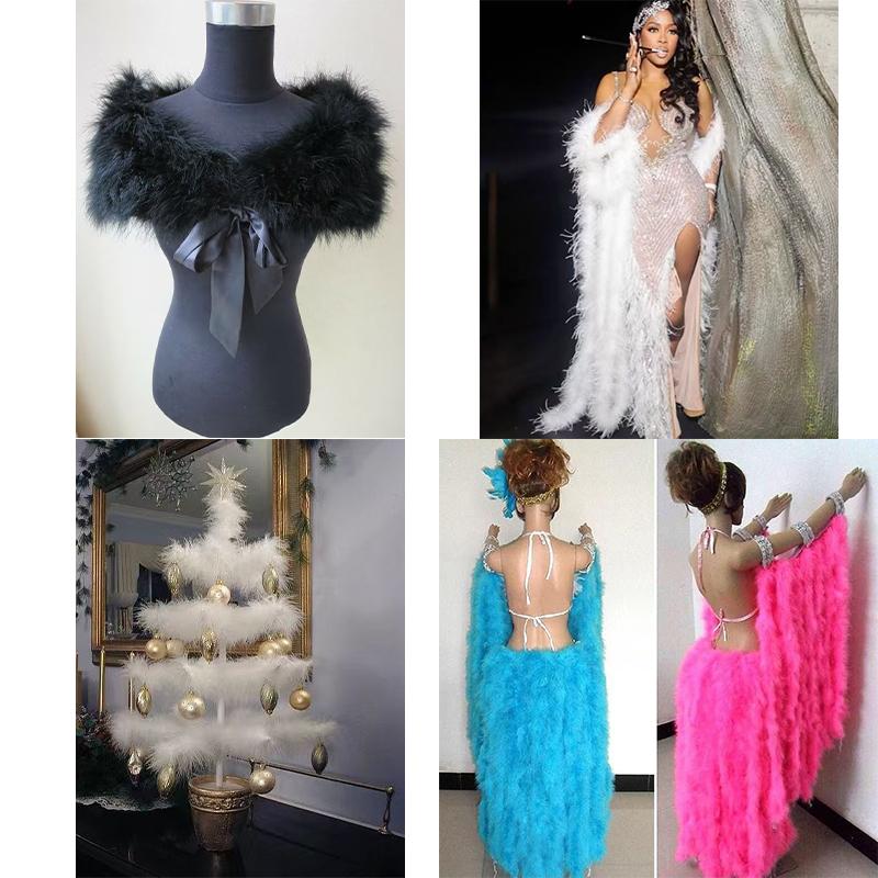 DIY 2 Meters Fluffy Natural Turkey Marabou Feather Boa for Wedding Party Decoration Feathers Shawl Scarf DIY Dress Sewing Crafts