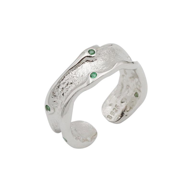 Korean Geometric Irregular Gemstone Women s Adjustable Hip Hop Ring Open Adjustable
