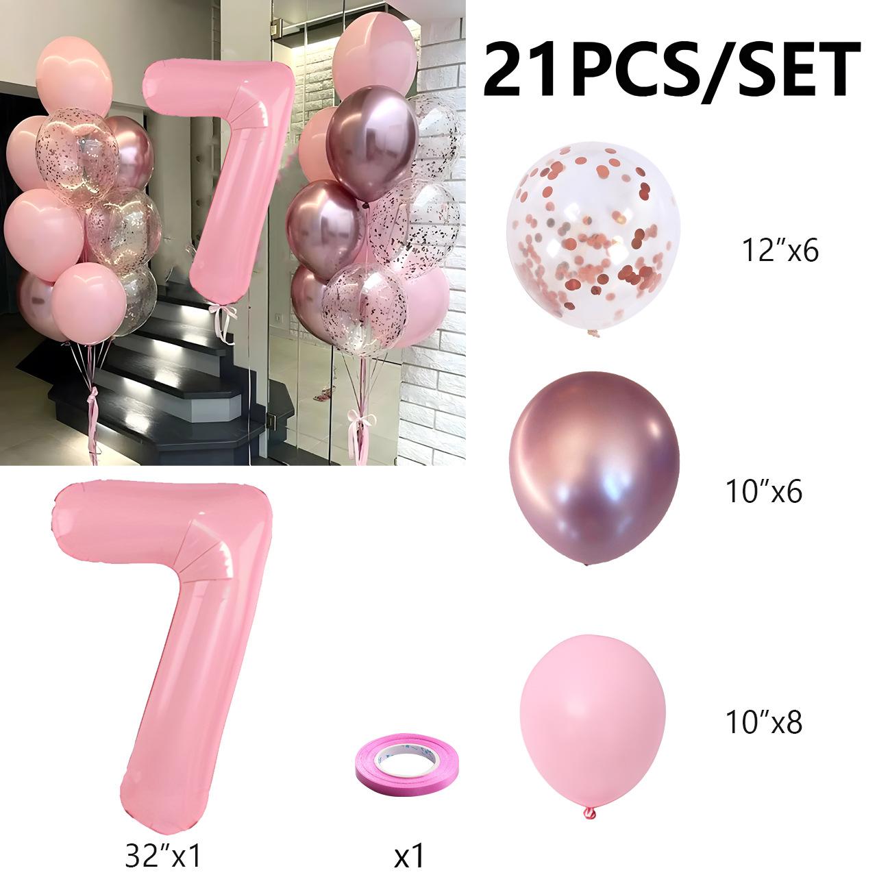 

21 шт. Подарунки 32-дюймові номери з фольгованих повітряних кульок з днем ​​народження Декор для вечірки з днем ​​народження 7