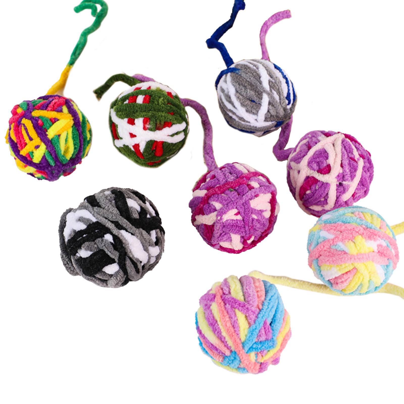 Cat Plush Chew Toy Ball Durable Interactive Play Toy Multiple Colors Random Cat Teasing Ball For Kittens Pet Teething Relief
