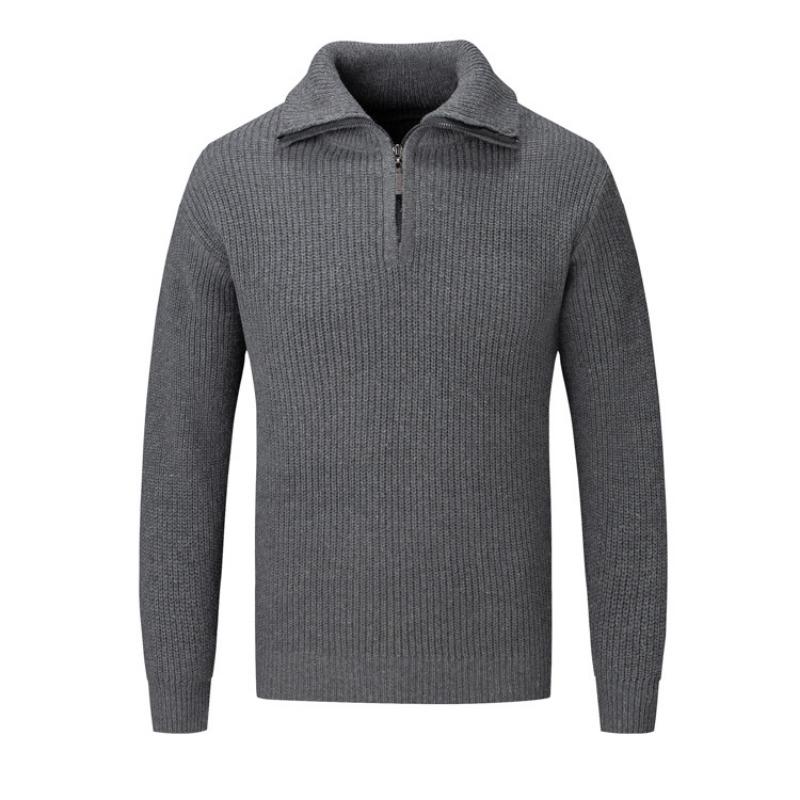 Men's Thick Half Zip Polo Collar Knit Sweater
