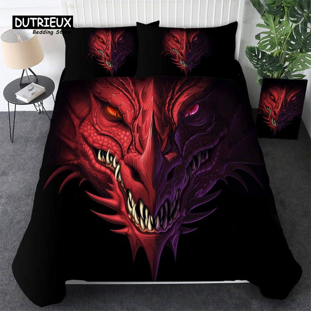 3D Dragon Duvet Cover Microfiber Blue Clouds Twin Bedding Set Chinese Historical Eastern Dragon Comforter Cover With Pillowcases