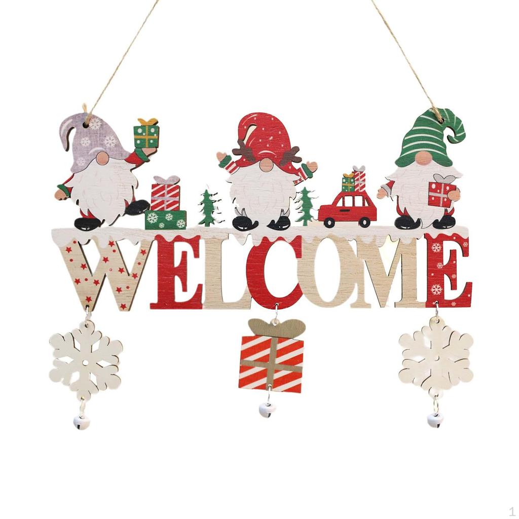 Christmas Wooden Pendant with Bells for Door Sign And Wall Decor