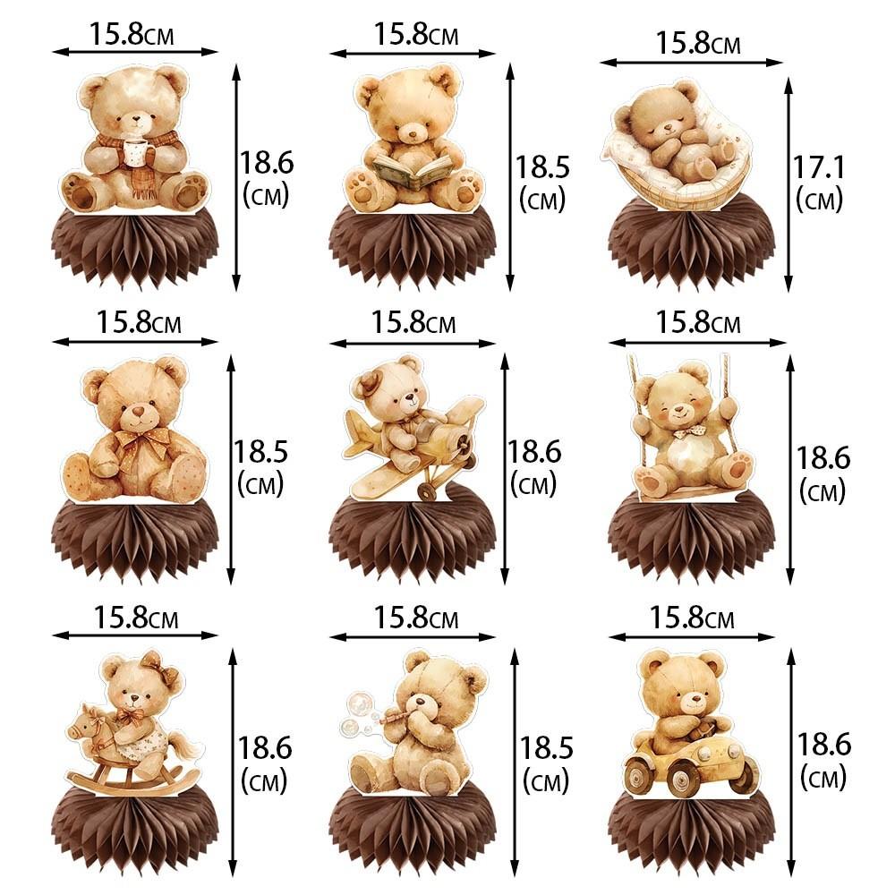Bear Cartoon Themed Paper Honeycomb Desktop Decor Ornament For Baby Party Shower
