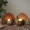 Aluminium Dancing Peacock Pair Figurine For Good Luck & Love, Gold Color