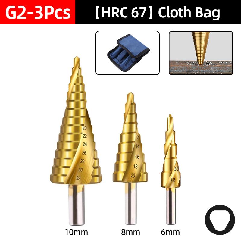 HSS Titanium Step Drill Bit Set For Metal Wood Punch Hole Cutter Conical Stage Stepped Drills Power Tools 3-12 4-12 4-20 4-32mm