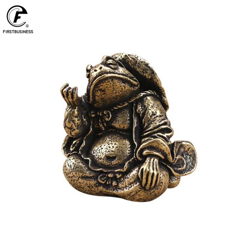 Master Toad Pure Copper Ornament Tea Pet Chinese Classical Desktop Toy Decoration Crafts Vintage Brass Animal Figurine Miniature