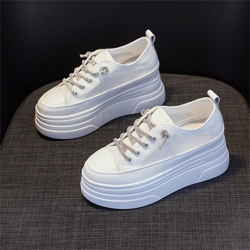 Thick-soled Little White Shoes Women's Tide Summer Versatile Ice Silk Mesh Casual Board Shoes Muffin Inner Height-increasing Women's Shoes