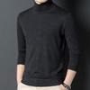 Men's Machine Washable Merino Wool High Neck Sweater, Solid Color, Double Folded Collar, Knitwear for Middle-Aged Dads, Base Layer