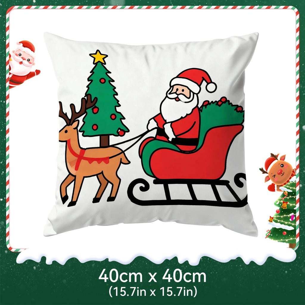 Cartoon Santa Claus Elk Cushions Pillowcase Polyester Cushion Cover Throw Pillow Pillowcover Home Car Sofa Decor
