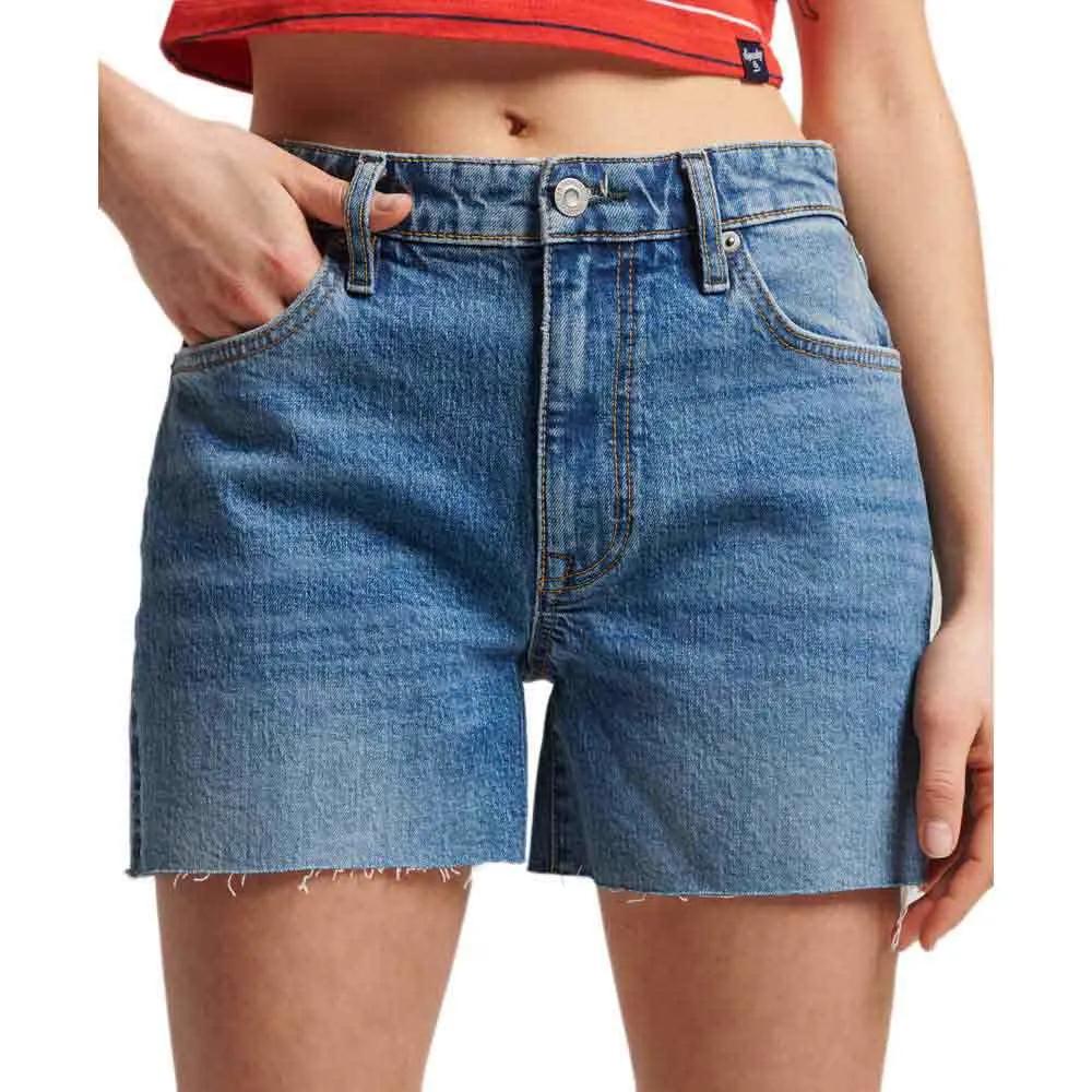 Joom Superdry Damen Vintage Mid Rise Cut Off Shorts Blue Vintage Fulton Cm