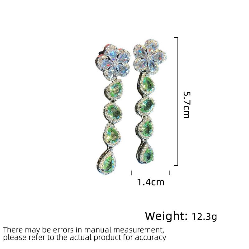 New Flower Shaped Inlaid With Water Droplets Colorful Zircon Earrings Elegant And Fashionable Women's Earrings