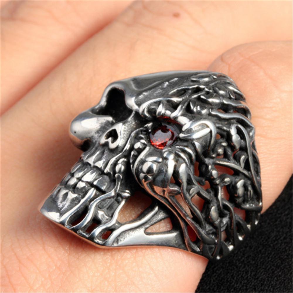 Zubehör Halbseite Brennend Einäugiges Totenkopf Set mit Zirkon Herren Dominanter Handring