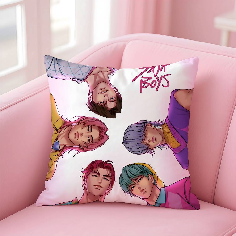 Hot KPop S-Saja Boys Pillow Case Comfort Sofa Bed Silky elegant Invisible zipper Custom Decorative cushion cover