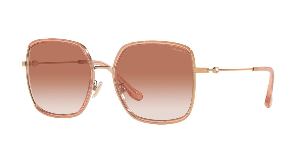 Coach Sunglasses HC7139BD Rose Gold with Pink Gradient Size 58 Glitter/Pink Lenses,