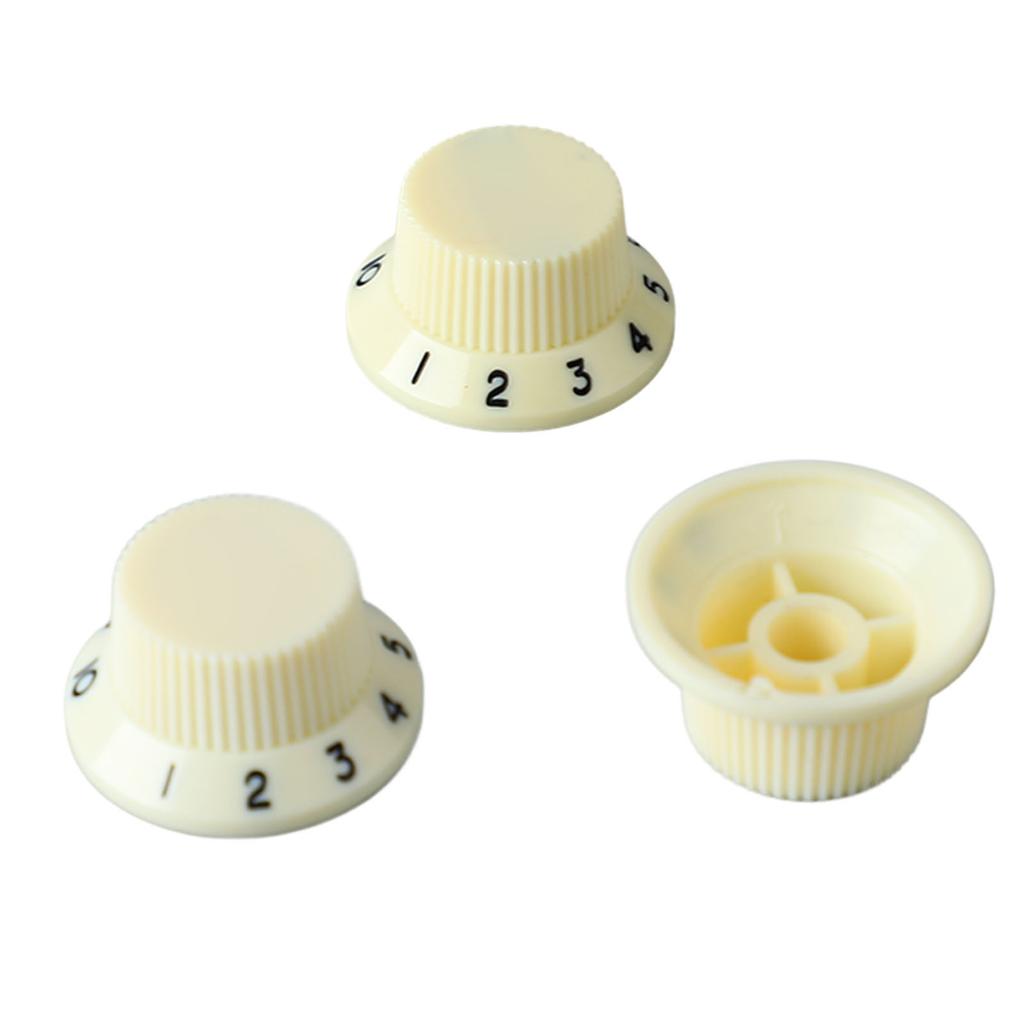 3PCS Potentiometer Rotary Knobs Tone Volume Control Knob Replacement for Electric Guitar Bass Ivory Knob Black Lettering