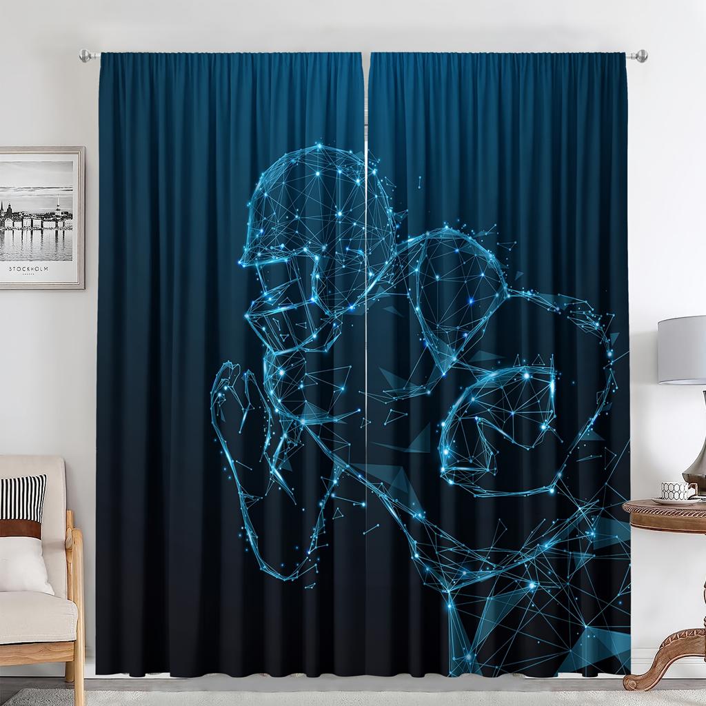 2 Panels Sports Curtains Rod Pocket Abstract Flame Basketball Theme Wall Decor Teens Bedroom Men Cool 3D Ball Art Printed Drapes