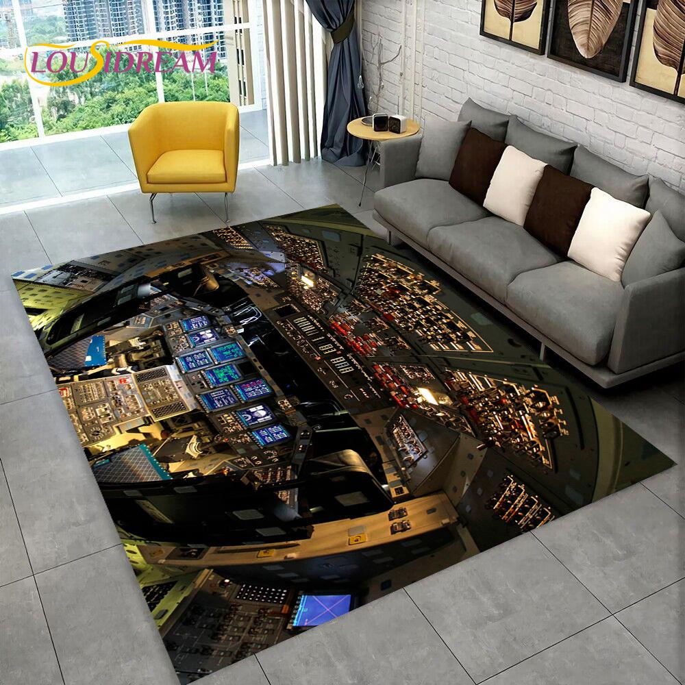 Kobercová podložka do kokpitu stíhacího letadla pro domácí obývací pokoj ložnici pohovku Rohožka Dekorace, Velký koberec Protiskluzová podložka na podlahu