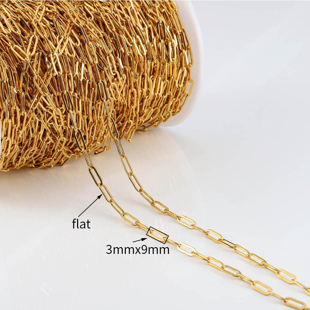 2Meters/lot Stainless Steel Long Frame Chains DIY Necklace Bracelet Accessories Chain Flat Round Links Chain for Jewelry Making