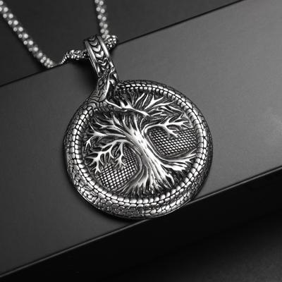 Vintage Viking Necklace Life Tree Men's Round Brand Pendant Gift Jewelry