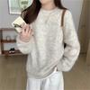 Round Neck Solid Color Pullover Sweater for Women Soft Autumn and Winter Knitted Top