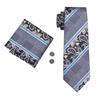 Hi-Tie Navy Blue Striped Silk Wedding Tie For Men Fashion Design Gift Men Necktie Hanky Cufflink Set Business Party Dropshiping
