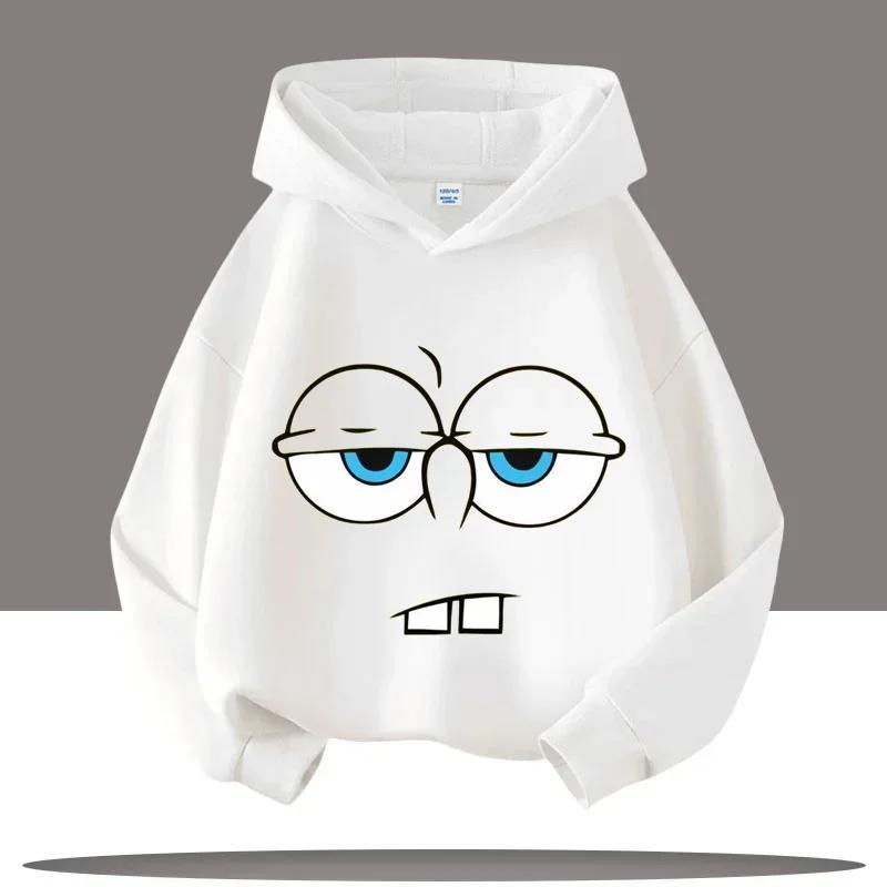 New Cute Cartoon SpongeBob SquarePants Autumn and Winter Fashion Cute Boys and Girls Daily Outing Warm Children's Hoodies