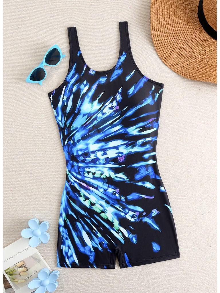 2026 New Women's European American One-Piece Sport Boyleg Swimsuit: Fashionable, Conservative Beachwear