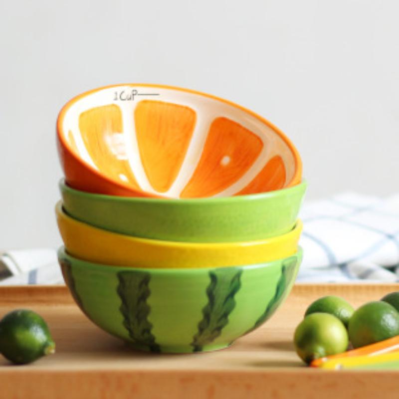 Creative Fruit Shaped Ceramic Salad Bowl Family Fruit Snack Plate Dinner Bowls Complete Tableware Kitchen Utensils Accessories