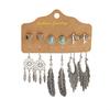 Antique Sliver-Plated Hollow Alloy Geometric Dangle Indian Earrings For Women Gypsy Zircon Boho Ethnic Leaf Bell Tassel Earring