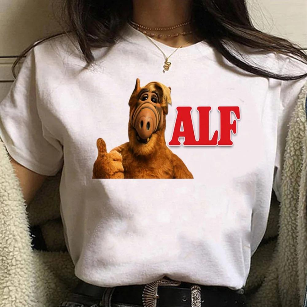 Alf Printed Y2K Tshirt Women 90s Trend New FeUnisex Tee Fashion Cartoon Short Sleeve T Shirt Graphic Top Print Ladies Clothing