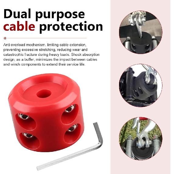 Winch Cable Hook Stopper, Heavy Duty Rope Winch Bumper Protector, Rubber Cushion Cable Protector with Stainless Steel Screws Nuts & Allen Wrench,