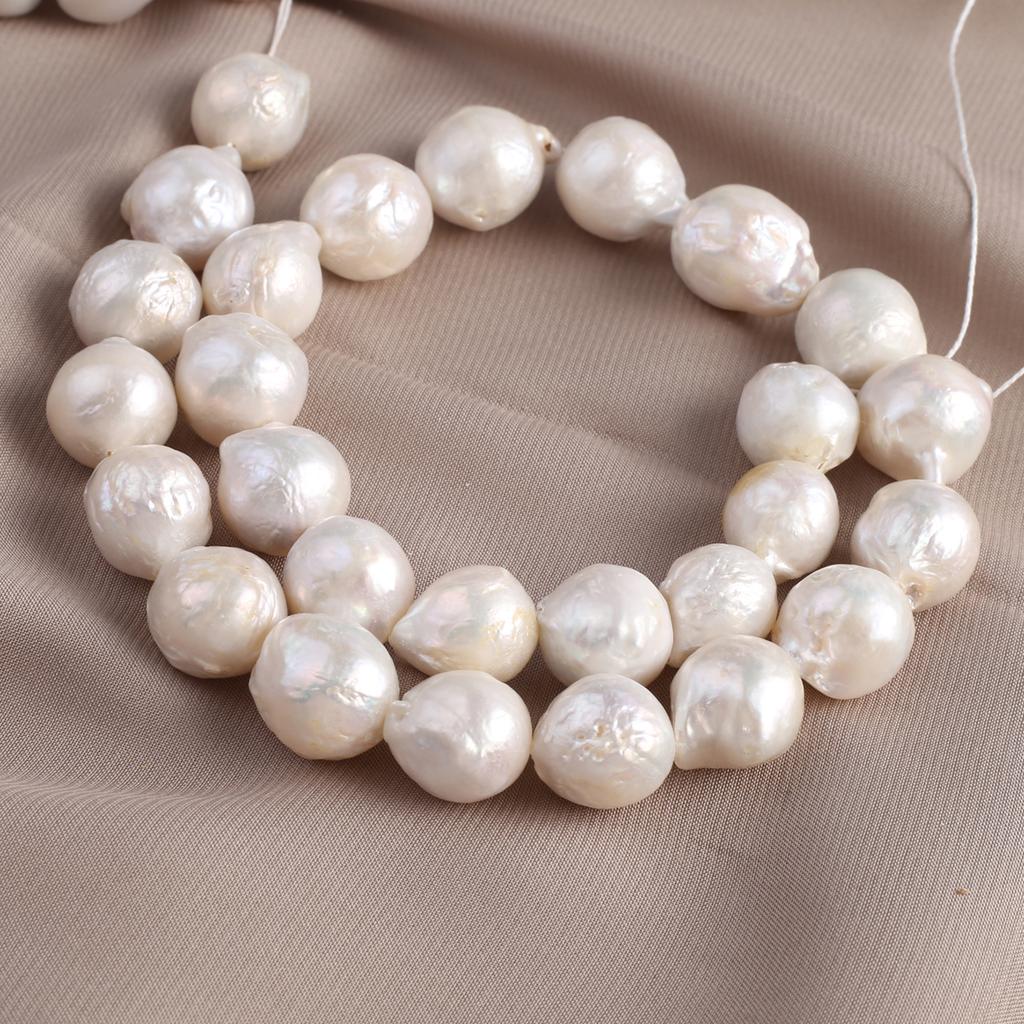 1String, White Natural Freshwater Pearls, Baroque Round Pearl Beads, 11-13mm, for DIY Jewelry Making, Unique Birthday Party Wedding Crafts, 36cm