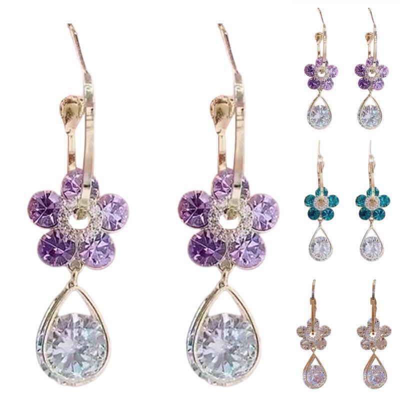 Fashion Women's Heart Zircon Flower Earrings Drop Earrings Engagement Earrings For Women Jewelry Wedding Party Gift XYZ