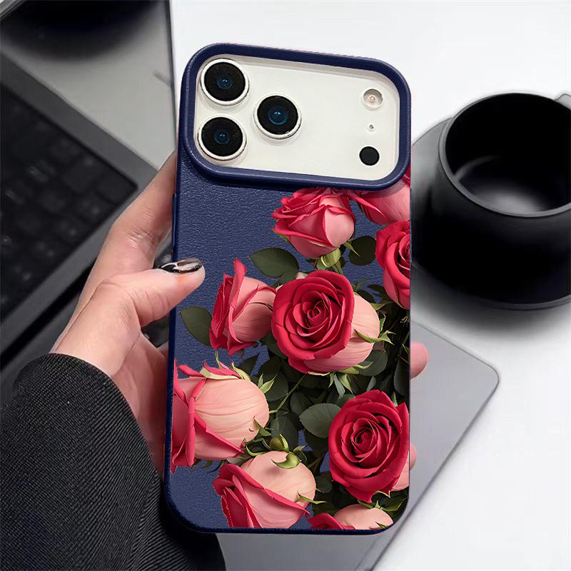 Luxury Rose Flower Phone Case For iPhone 17 Pro Max Funda iPhone 16 Pro Max 15 14 13 12 11 16e Air TPU Silicone Soft Cover Coque