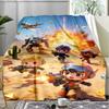 Neon Cyber Shooter Team Flannel Blanket, Cute Cartoon Gamer Throw Blanket, Soft Warm Bed Blanket for Kids Room Decor