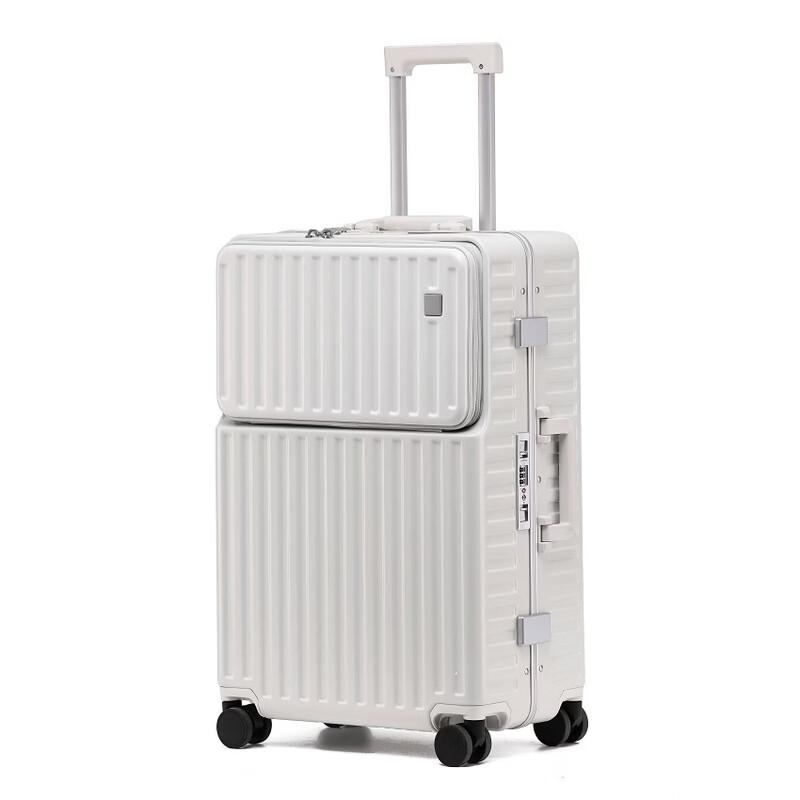Front-Opening Carry-On Luggage with Charging Port & Foldable Cup Holder
