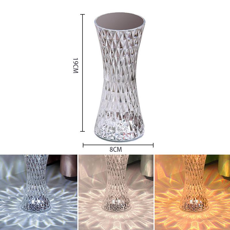 Lampada da tavolo a forma di diamante da 1/2 pezzi, 16 colori, telecomando touch, lampada da tavolo in cristallo, ricaricabile tramite USB, scrivania in acrilico, luce LED per atmosfera